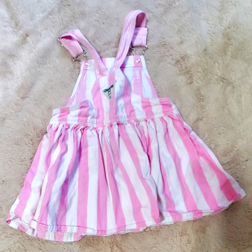 Overall pink & white striped dress